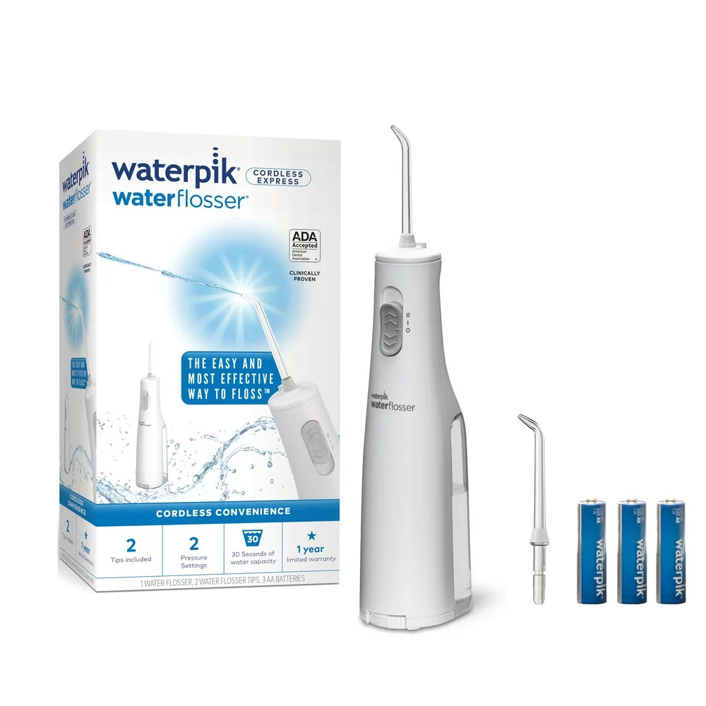 Waterpik Cordless Express Portable Water Flosser Oral Irrigator, WF-02 White