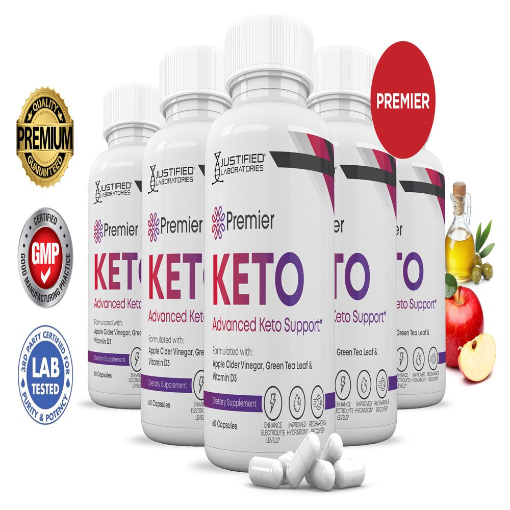 (5 Pack) Premier Keto ACV Pills 1275Mg Alternative to Gummies Dietary Supplement 300 Capsules