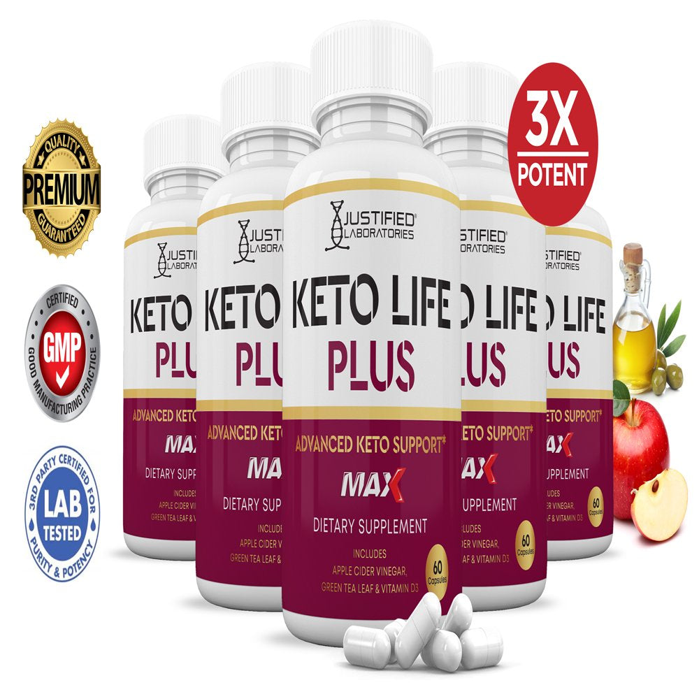 (5 Pack) Keto Life plus Keto ACV MAX Pills 1675Mg Dietary Supplement 300 Capsules