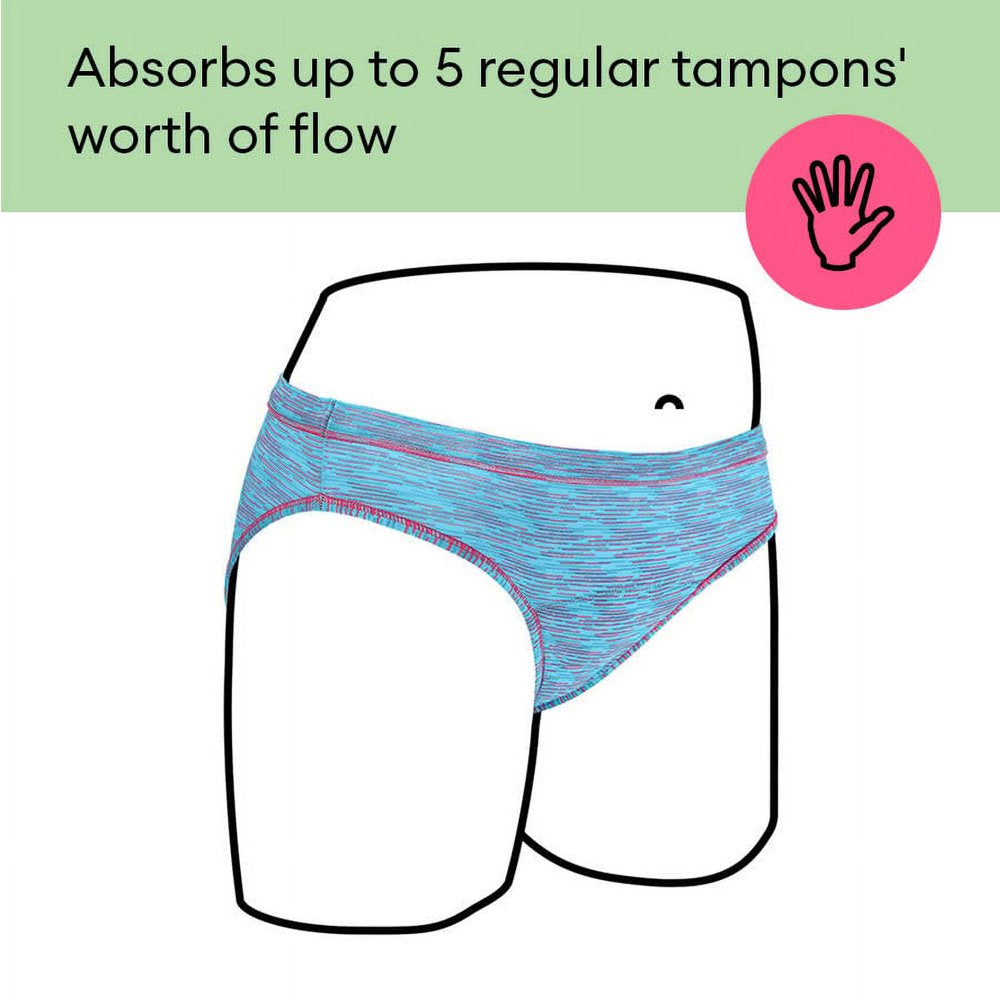 Thinx Teens Super Absorbency Cotton Bikini Period Underwear, Large, Hologram