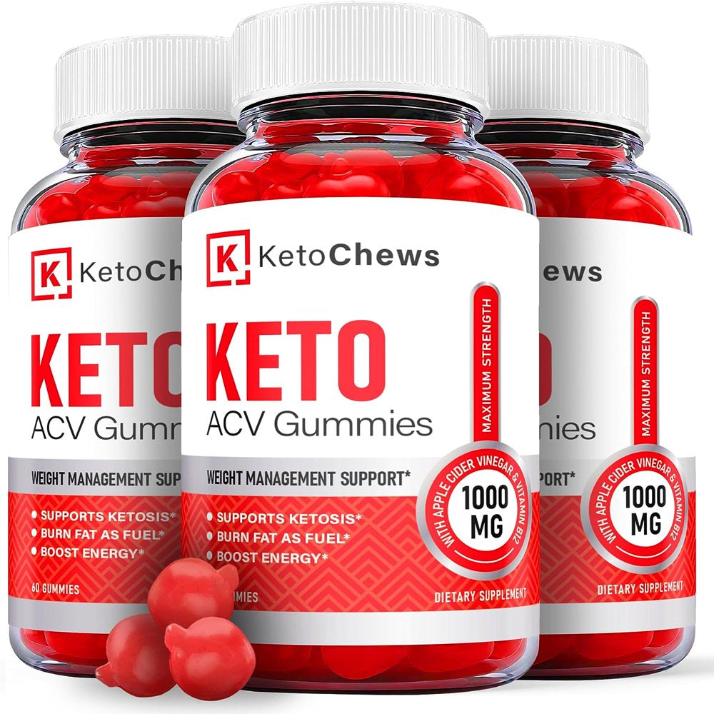 (3 Pack) Keto Chews Keto ACV Gummies - Supplement for Weight Loss - Energy & Focus Boosting Dietary Supplements for Weight Management & Metabolism - Fat Burn - 180 Gummies