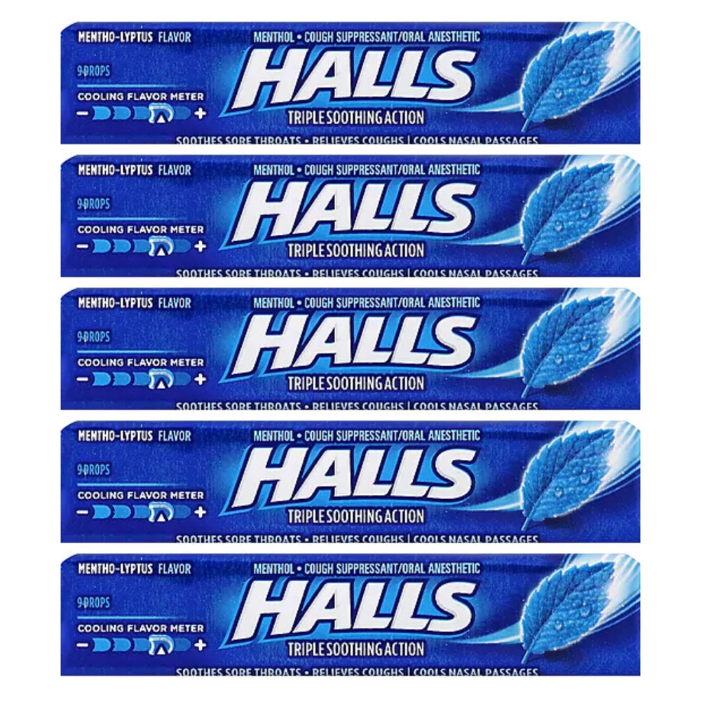 HALLS Mentho-Lyptus Cough Drops, 20 Packs of 9 Drops (180 Total Drops)