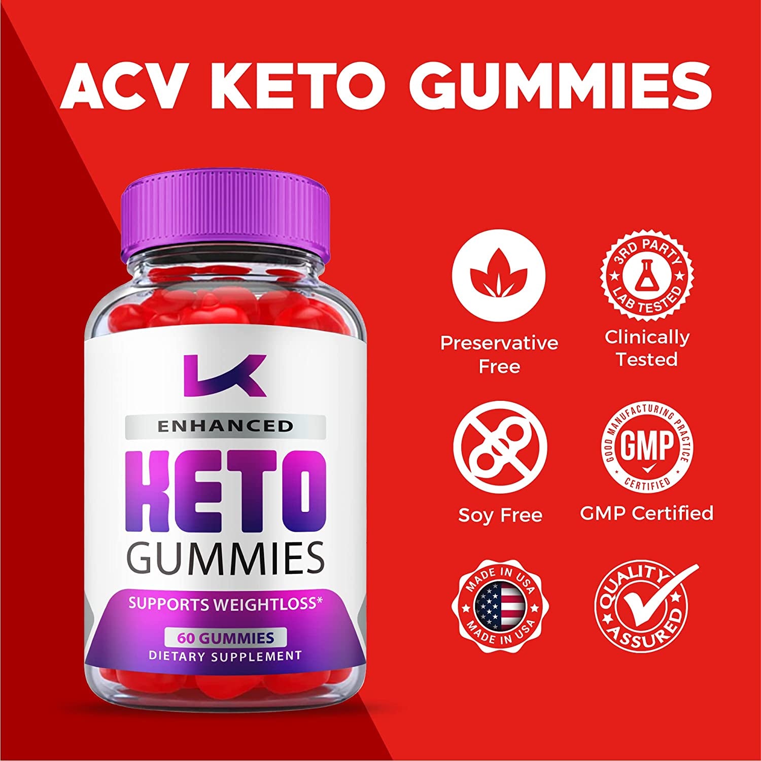 Enhanced Keto Gummies, Enhanced Keto ACV Gummies, Vegan, Non GMO 1000Mg Formula, Enhanced ACV Gummies plus Keto, Enhanced ACV Keto Gummies with Apple Cider Vinegar and Vitamin B12, B6 (60 Gummies)