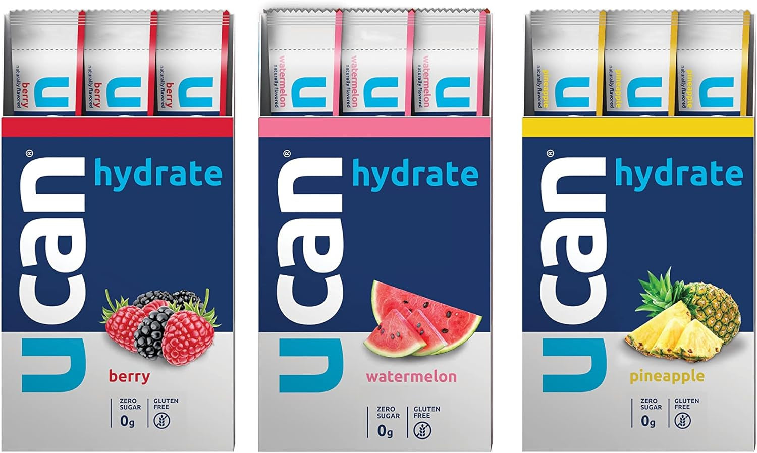 UCAN Hydrate Berry, Watermelon, Pineapple, & Lemon Lime Variety Pack - Great for Running, Training, Fitness, Cycling, Crossfit & More | Sugar-Free,