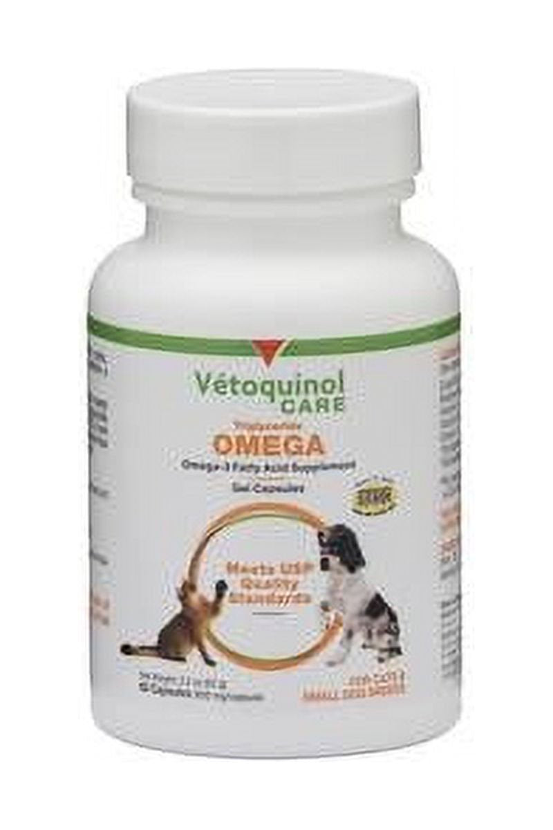 Vetoquinol Care Triglyceride Omega Supplement for Cats & Small Dog Breeds (60 Capsules)