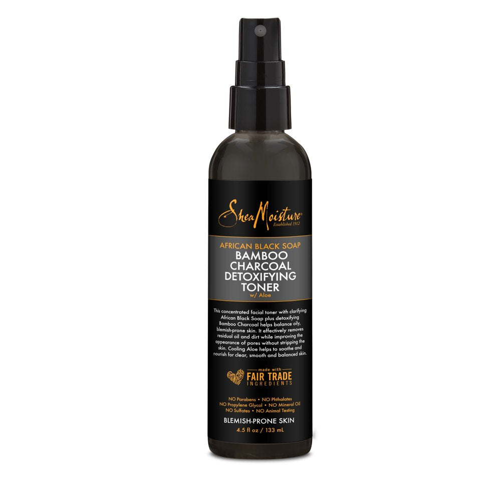 Sheamoisture African Black Soap Bamboo Charcoal Detoxifying Toner Sulfate-Free, 4.5 Oz