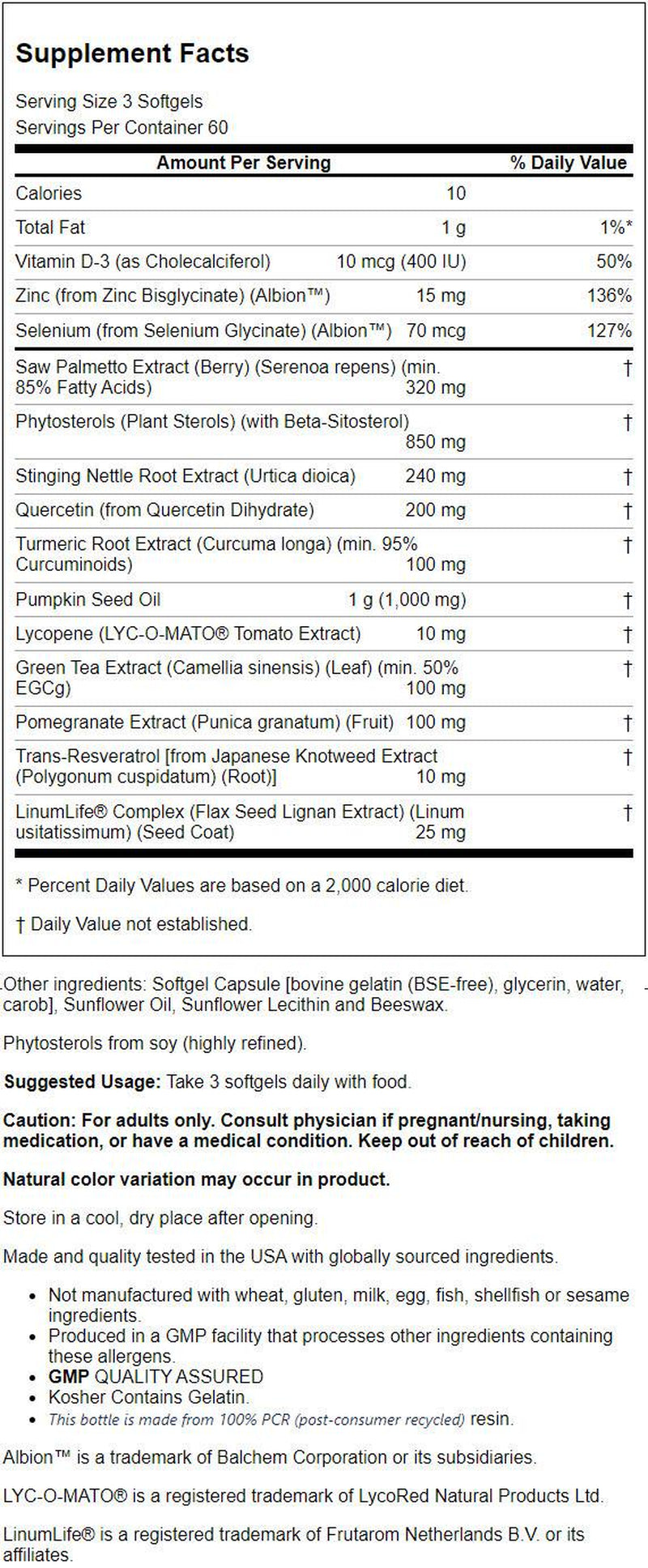 NOW Supplements, Prostate Health, Clinical Strength Saw Palmetto, Beta-Sitosterol & Lycopene, 180 Softgels