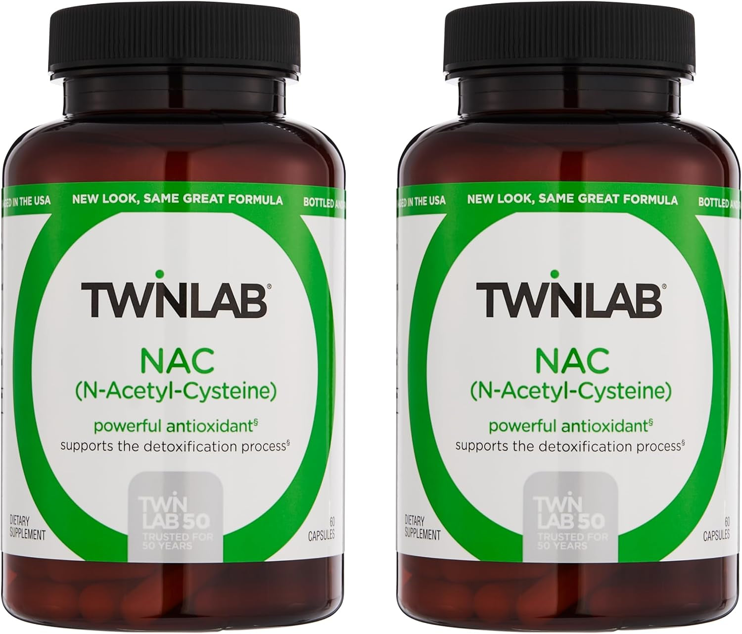Twinlab N-Acetyl-Cysteine (Nac) - Antioxidant Supplements for Men and Women - 600 Mg, 60 Capsules (Pack of 2)