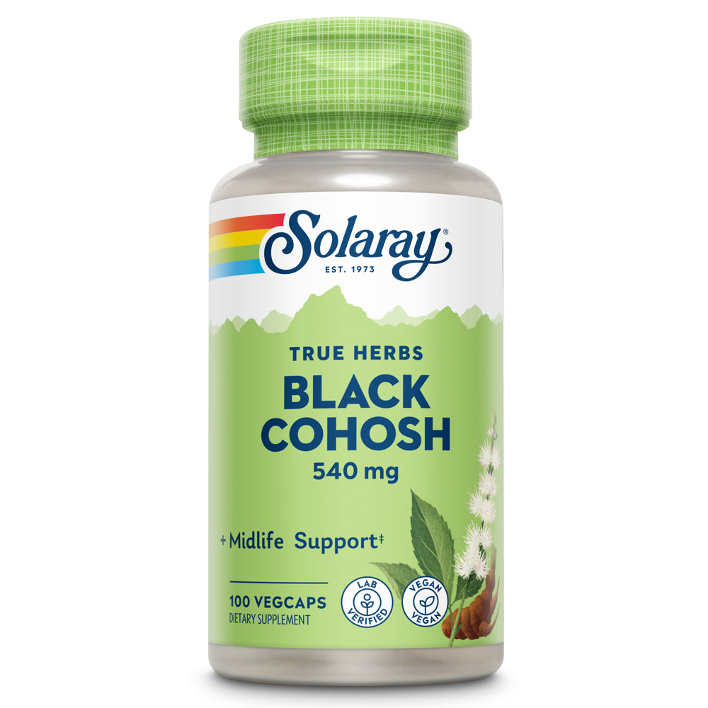 Solaray Black Cohosh 540 Mg | Womens Health & Menopause Support Supplement | Whole Root | Non-Gmo, Vegan & Lab Verified | 100 Vegcaps