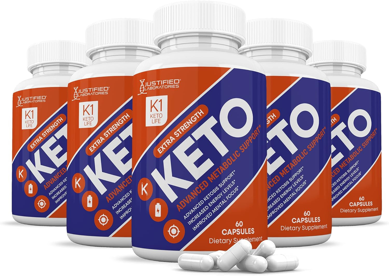 (5 Pack) K1 Keto Life Pills 800MG Includes Patented Gobhb® Exogenous Ketones Advanced Ketosis Support for Men Women 300 Capsules