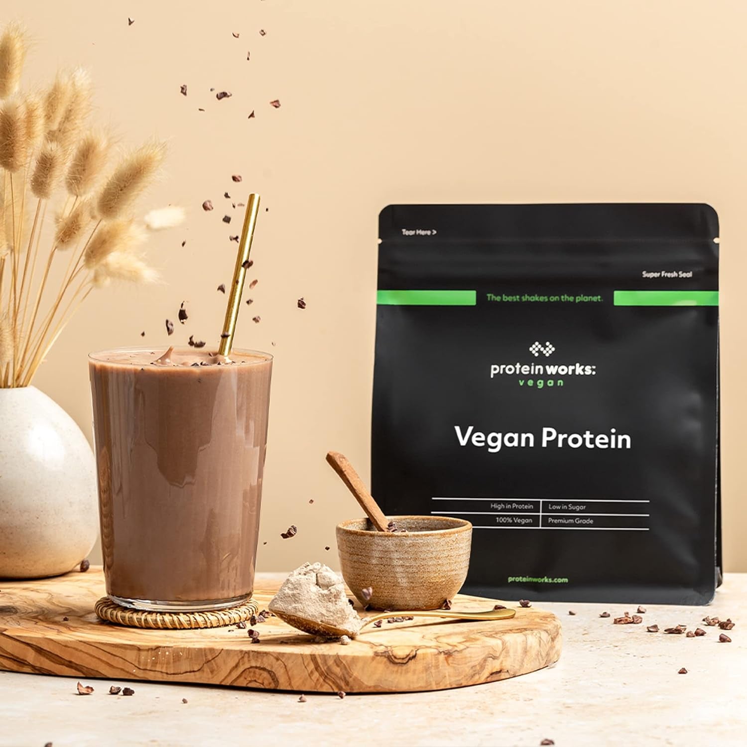 Vegan Protein Powder | 100% Plant-Based & Natural | 25G Protein | Gluten-Free | Low Fat Shake | Smooth Vanilla | 2.20 Pounds