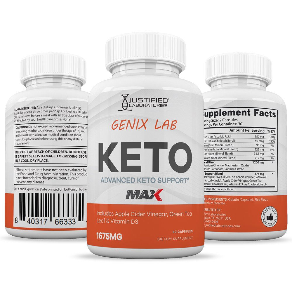 (2 Pack) Genix Lab Keto ACV MAX Pills 1675Mg Alternative to Gummies Dietary Supplement 120 Capsules