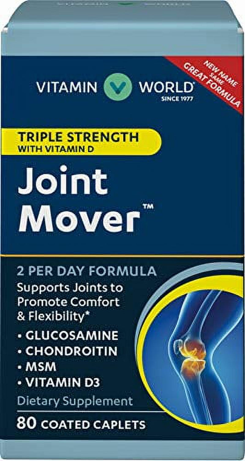 Vitamin World Triple Strength Joint Mover with Vitamin D 80 Caplets, Promotes Healthy Joints and Flexibility