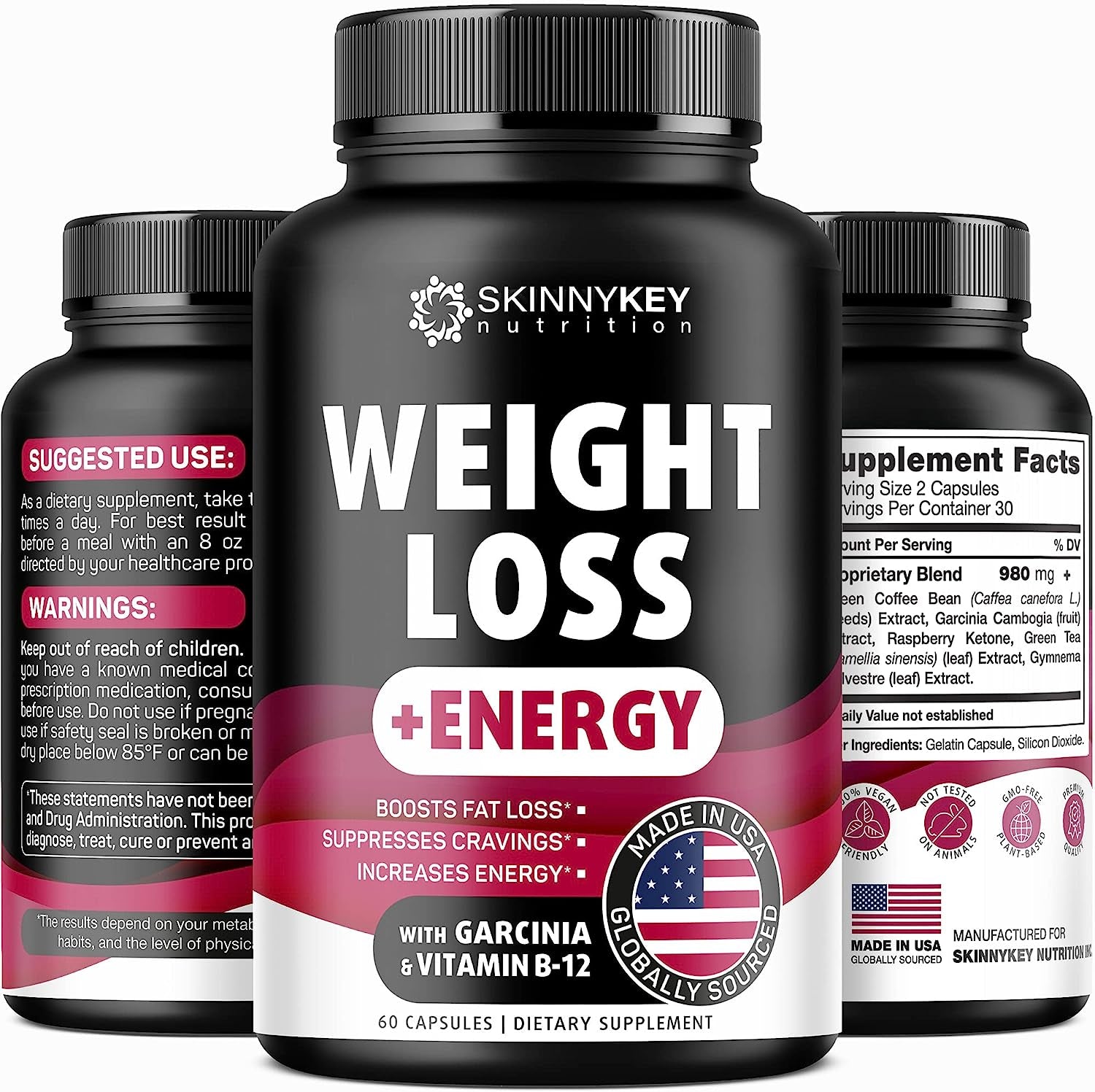 Weight Loss Pills for Women - Fat Burner - Diet Pills That Work Fast for Women & Men - Made in USA - Appetite Supressant for Weight Loss - Diet Pills with Garcinia Cambogia & Green Tea - 60 Caps