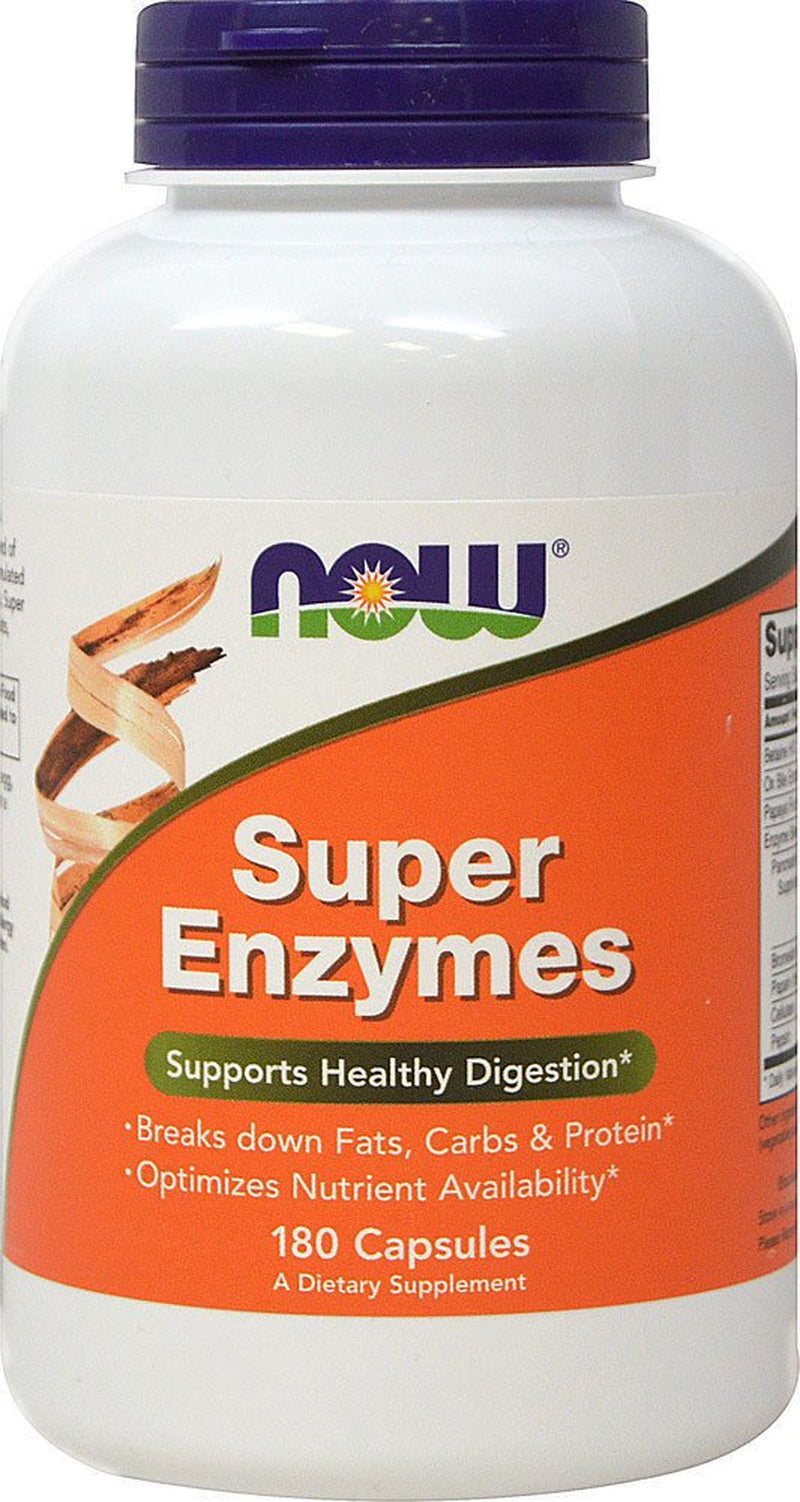 Now Foods SUPER ENZYMES 180 Capsules SUPPORTS HEALTHY DIGESTION, GUT HEALTH