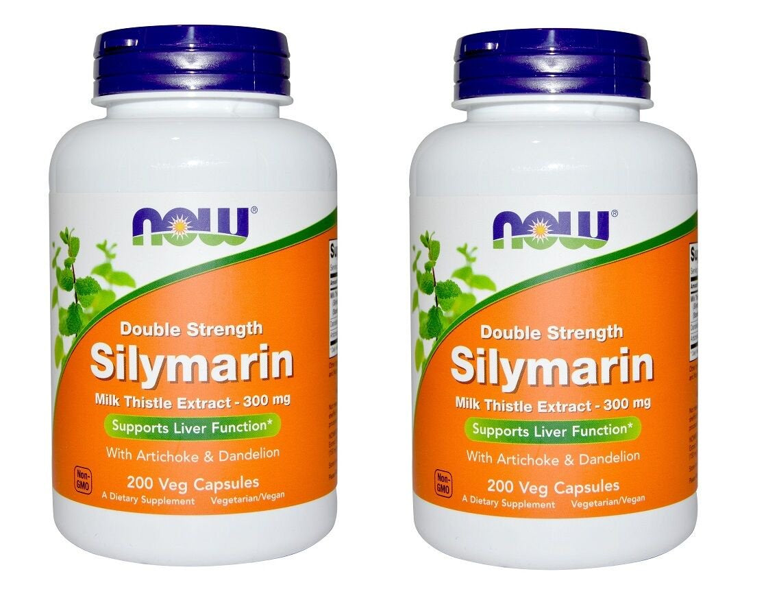 Now Foods - Silymarin, Milk Thistle Extract, 300 Mg, Artichoke and Dandelion for Support 200 Veg Capsules, 2 Pack