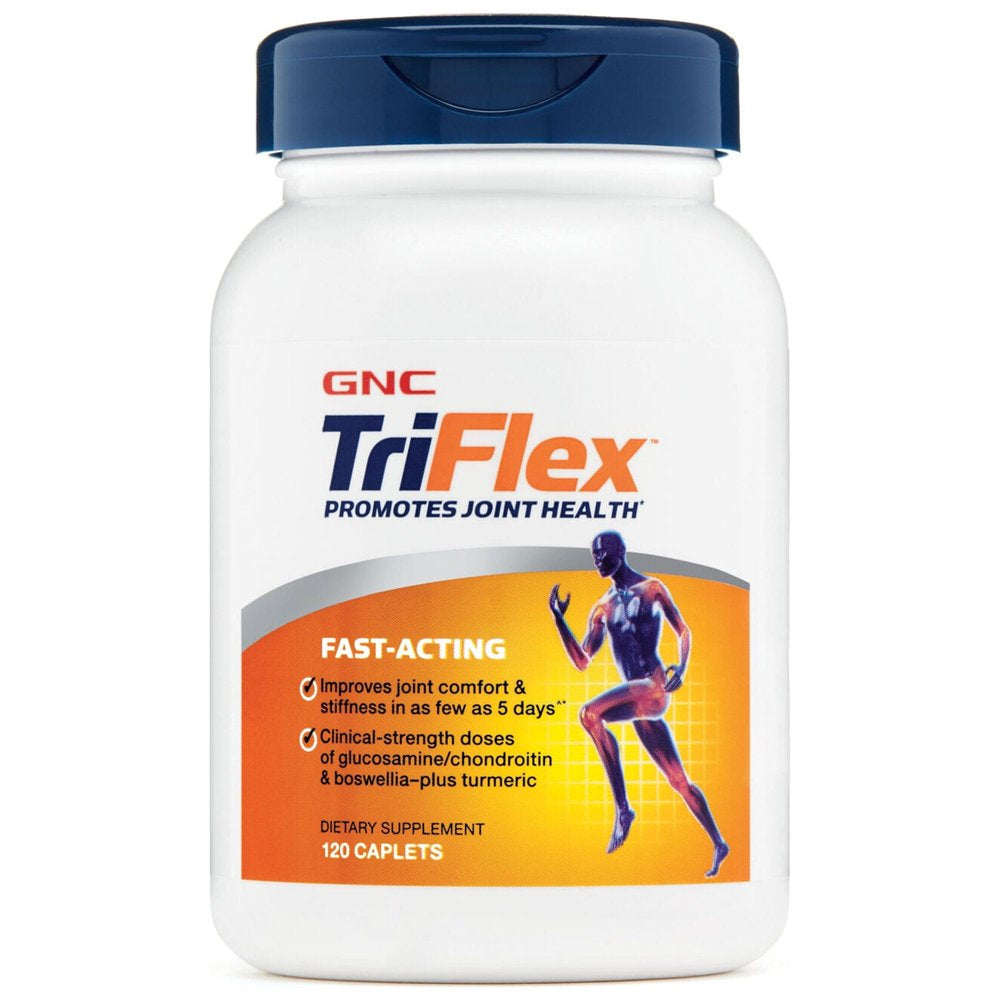 GNC Triflex Fast-Acting | Improves Joint Comfort and Stiffness, Clinical Strength Doses of Glucosamine/Chondroitin and Boswellia- plus Turmeric | 120 Caplets