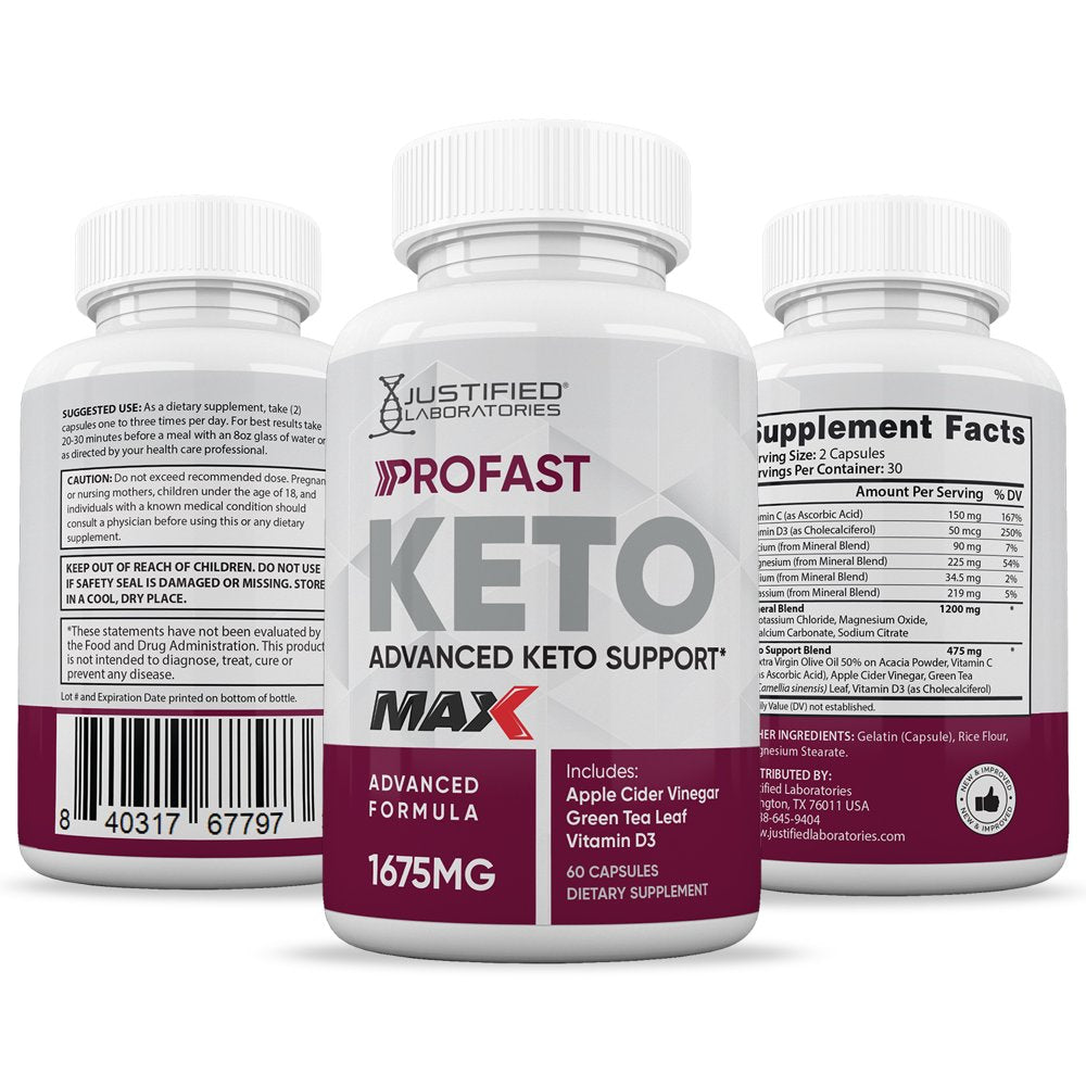 (2 Pack) Profast Keto ACV MAX Pills 1675Mg Alternative to Gummies Dietary Supplement 120 Capsules