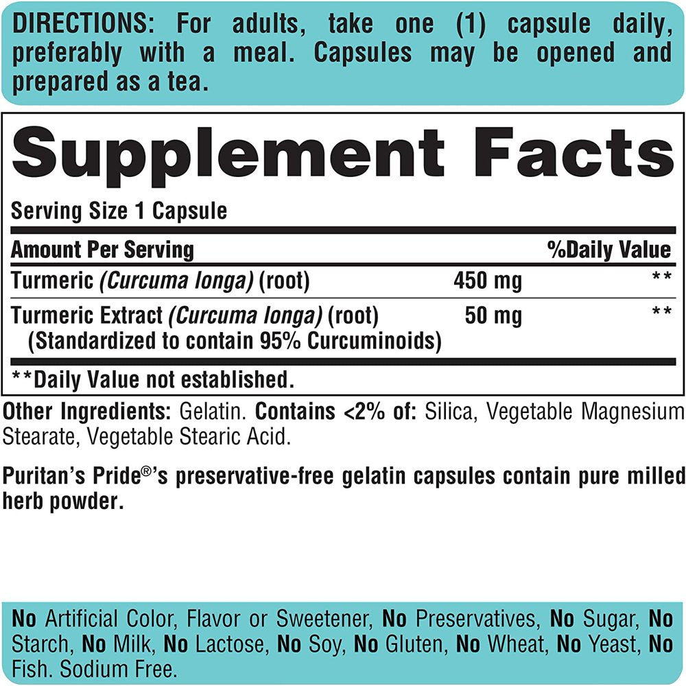 Puritan'S Pride Turmeric Curcumin 500 Mg Contains Antioxidants-180 Capsules