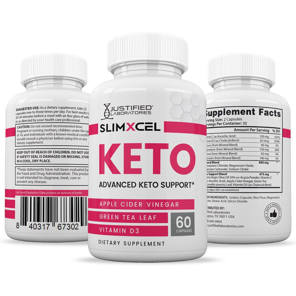 (2 Pack) Slimxcel Keto ACV Pills 1275Mg Alternative to Gummies Dietary Supplement 120 Capsules