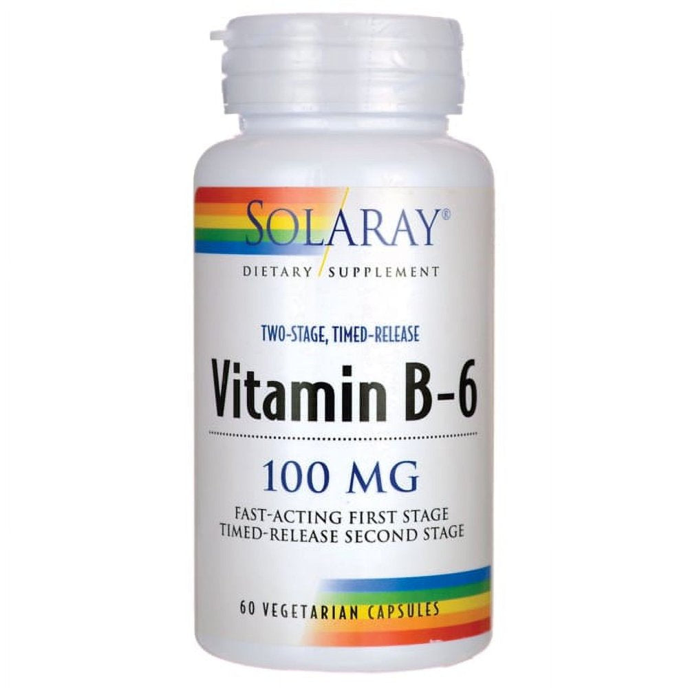 Solaray Two Stage Timed Release Vitamin B-6 100 Mg 60 Veg Caps