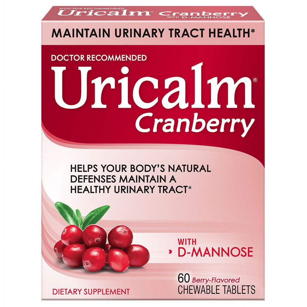 Uricalm Cranberry - Berry Flavored Daily Dietary Supplement Chewable with D-Mannose - 60 Count