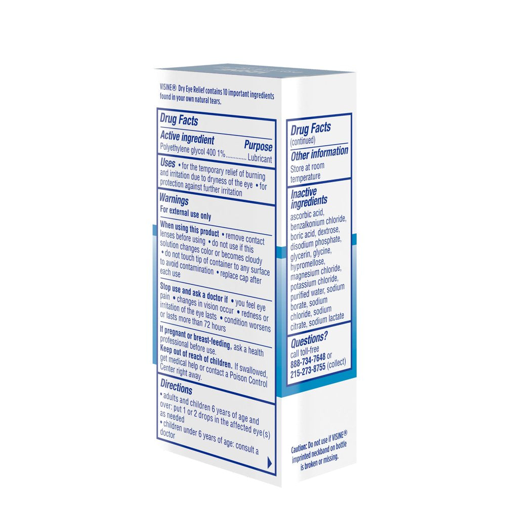 Visine Dry Eye Relief Lubricating Eye Drops for Dry Eyes, 0.5 Fl. Oz