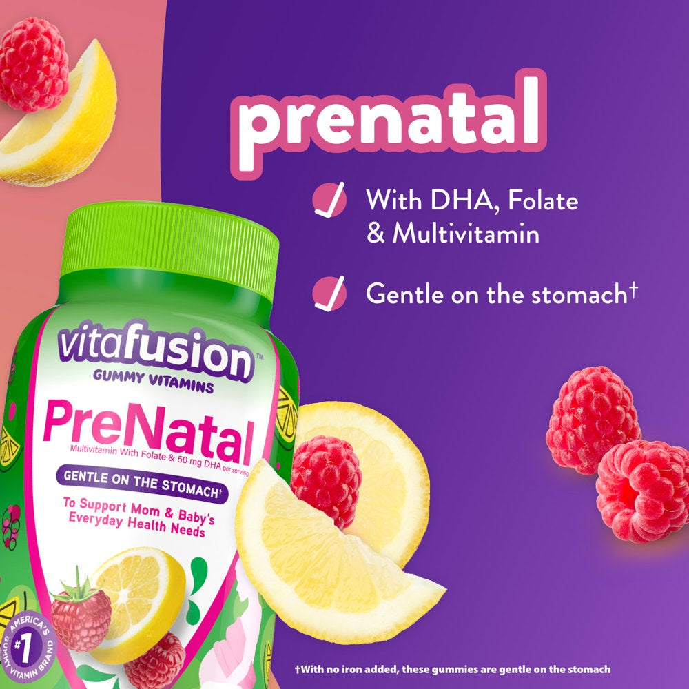 Vitafusion Prenatal Gummy Vitamins, Raspberry Lemonade Flavored, Pregnancy Vitamins for Women, 90 Count