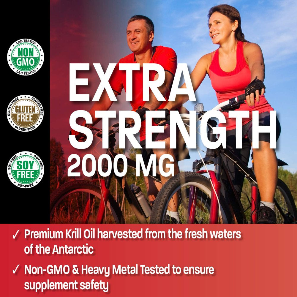 Bronson Antarctic Krill Oil 2000 Mg with Omega-3S EPA, DHA, Astaxanthin and Phospholipids 120 Softgels (60 Servings)