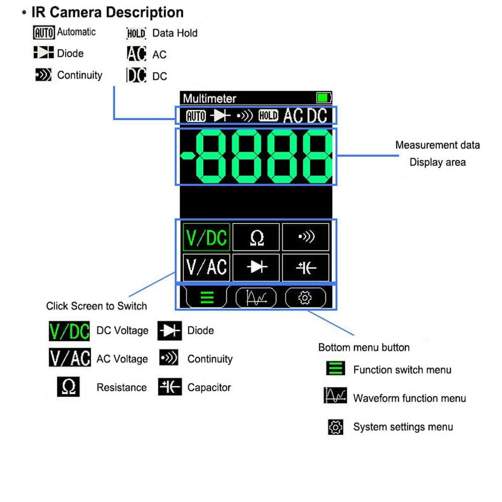 Diymore 2 in 1 Thermal Imager Multimeter 2.8'' Touch Screen IR Thermal Camera Multimeter