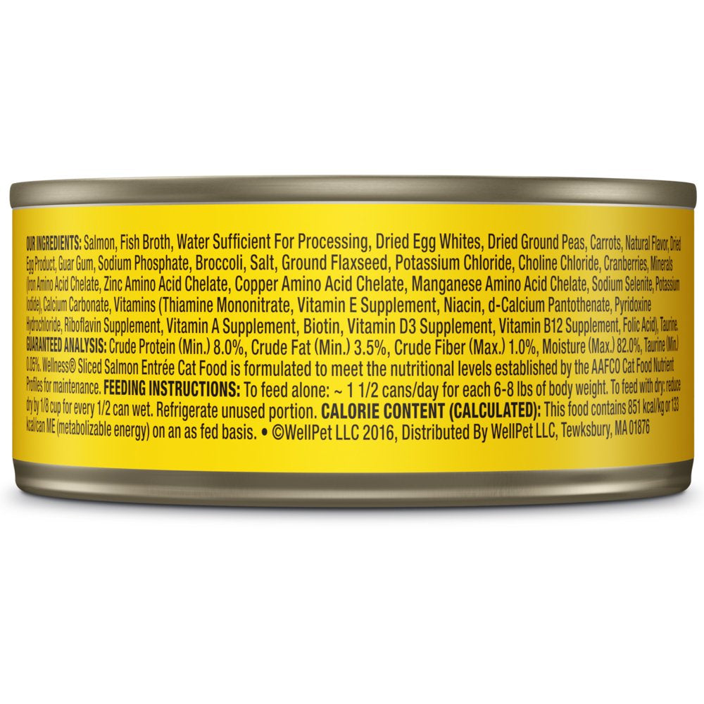 Wellness Complete Health Wet Canned Cat Food, Sliced Salmon Entree, 5.5Oz Can (Pack of 24)