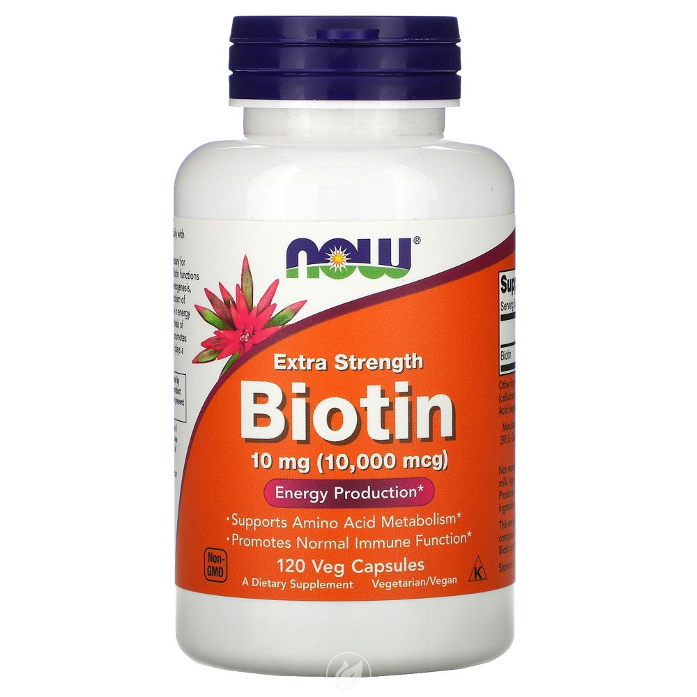 Now Foods Biotin 10 Mg Extra Strength 120 Vcaps, Pack of 2