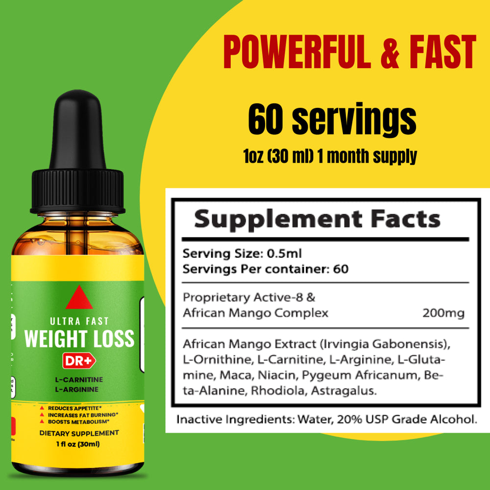 Fast Weight Loss Drops Metabolism Booster Appetite Suppressant, Belly Fat Burner - 30Ml