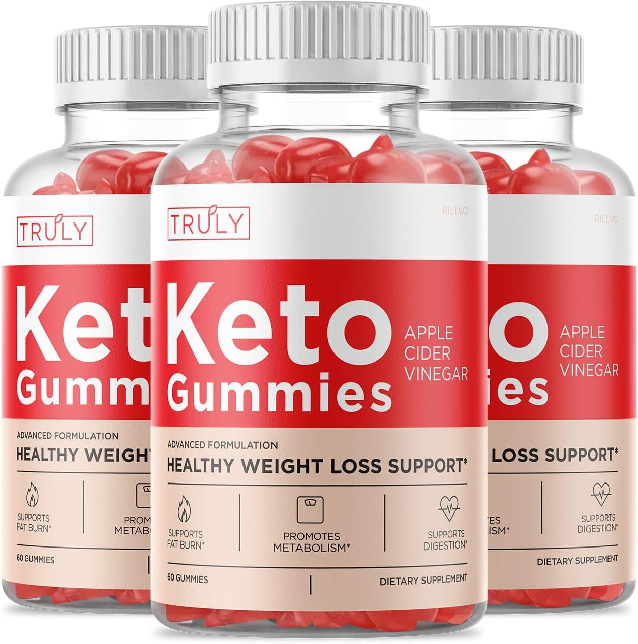 (3 Pack) Truly Keto ACV Gummies, Apple Cider Vinegar Capsules Advanced Formula (180 Gummies)