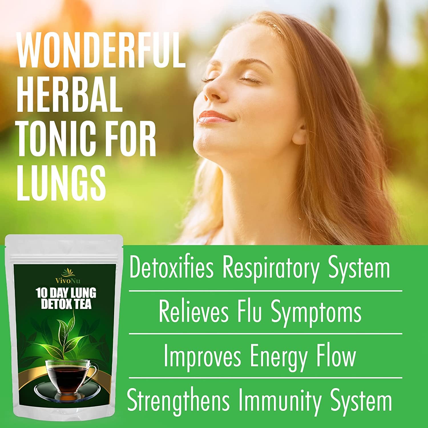 10-Day Organic Natural Herbal Lung Detox Tea for Respiratory Support