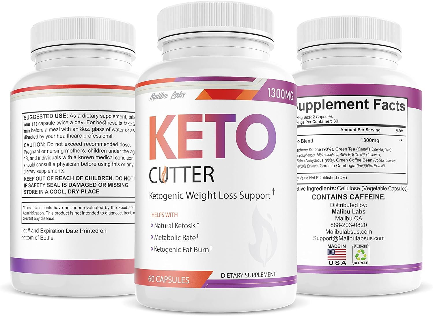 (Official) Cutter Keto, Advanced Formula 1300 MG, Made in the USA, (1 Bottle Pack), 30 Day Supply