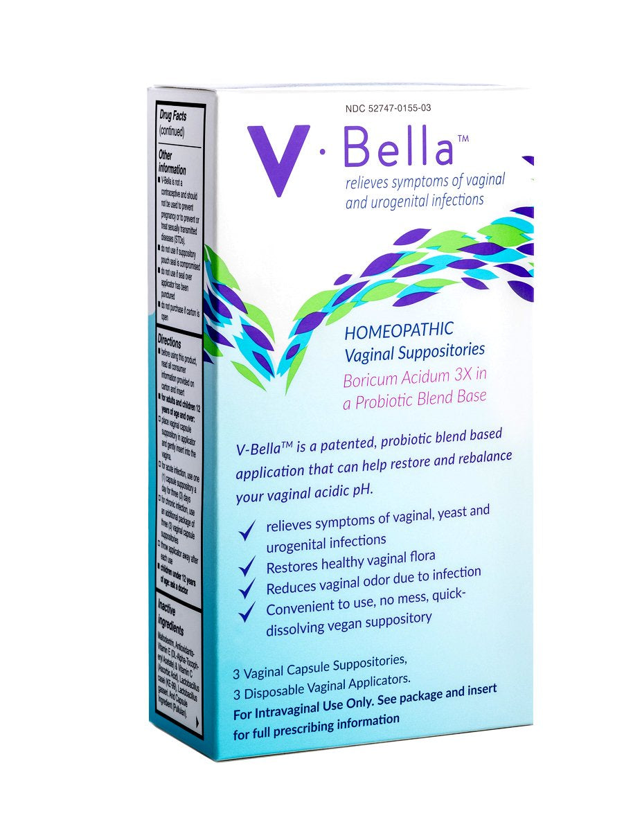 V-Bella Boric Acid/Probiotics Vaginal Suppository Capsules Provide Quick Relief from Odor, Itchiness & Dryness, BV & Yeast Infections