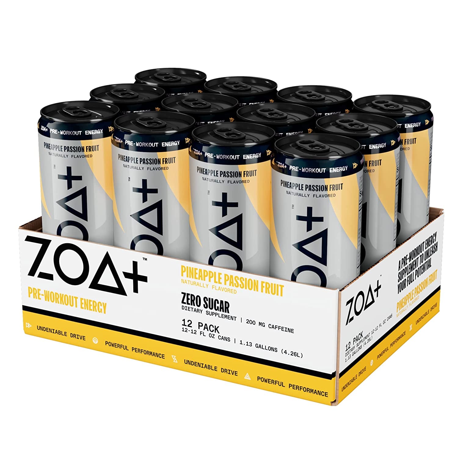 ZOA+ plus Sugar Free Pre Workout Drinks Bundle | 12 Fl Oz, (36 Pack) | Nitric Oxide Support, Vitamin C, Vitamin B & 200Mg Caffeine from Green Tea