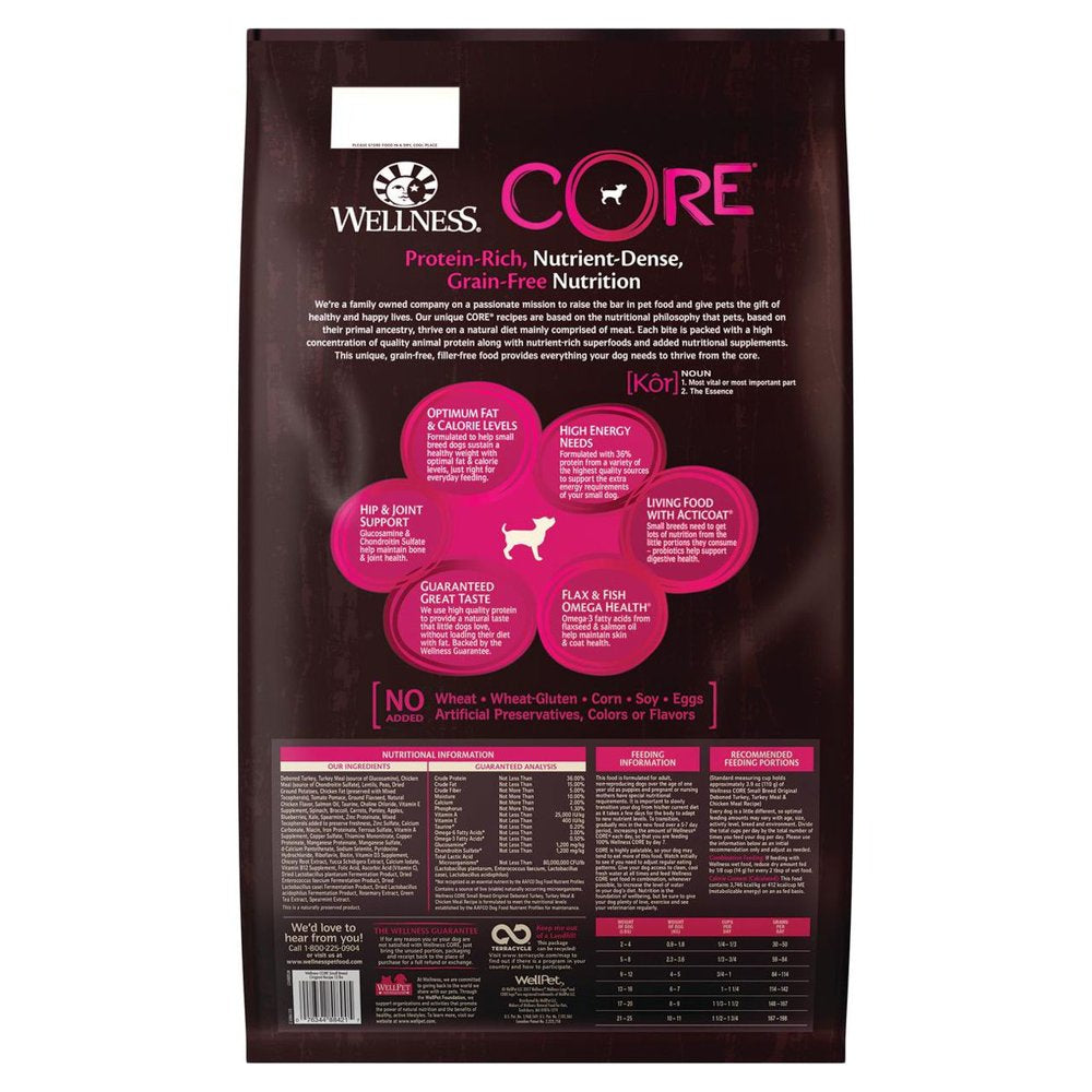 Wellness CORE Natural Grain Free Dry Dog Food, Small Breed, 12-Pound Bag