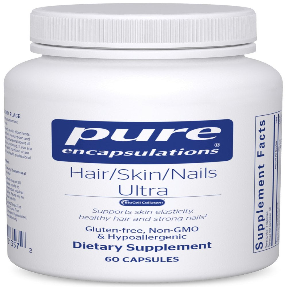 Pure Encapsulations Hair/Skin/Nails Ultra | Supplement for Collagen, anti Aging, Keratin, Antioxidants, Skin Hydration, Health, Hair, and Nails* | 60 Capsules