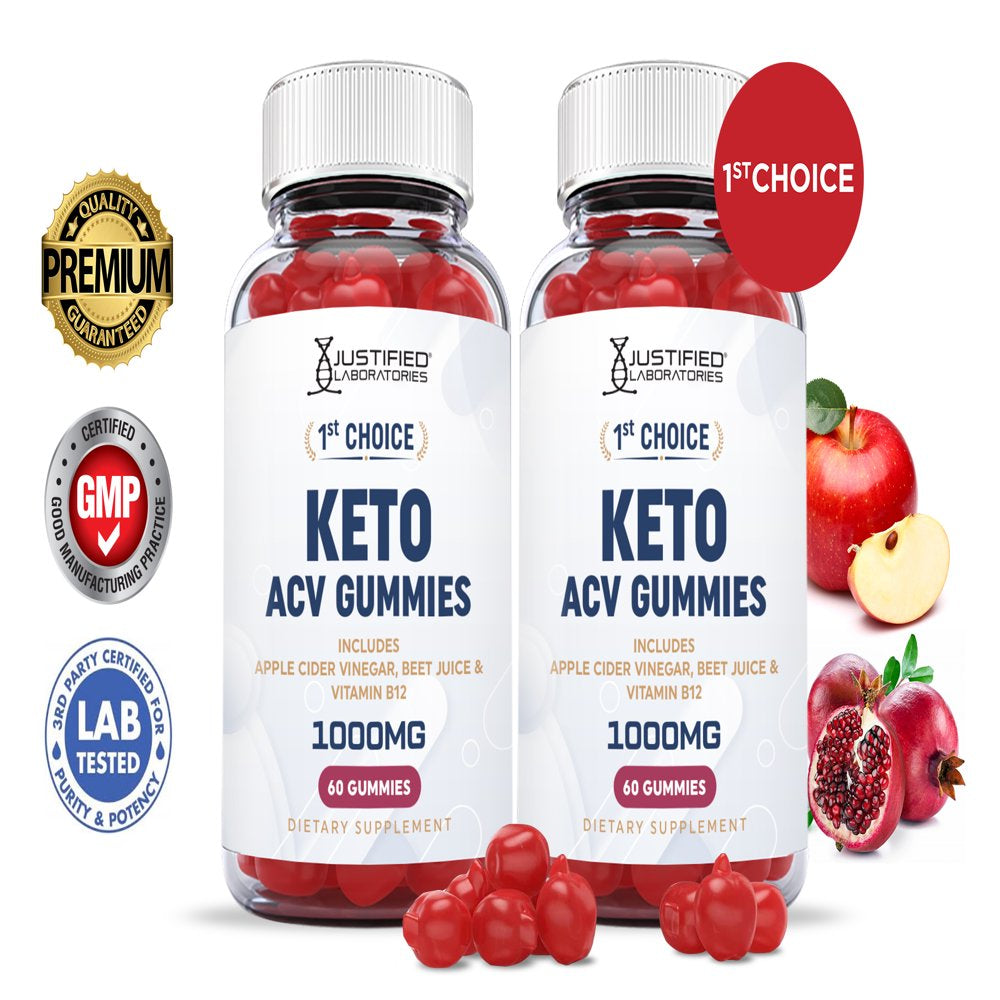 (2 Pack) 1St Choice Keto ACV Gummies 1000MG Dietary Supplement 120 Gummys