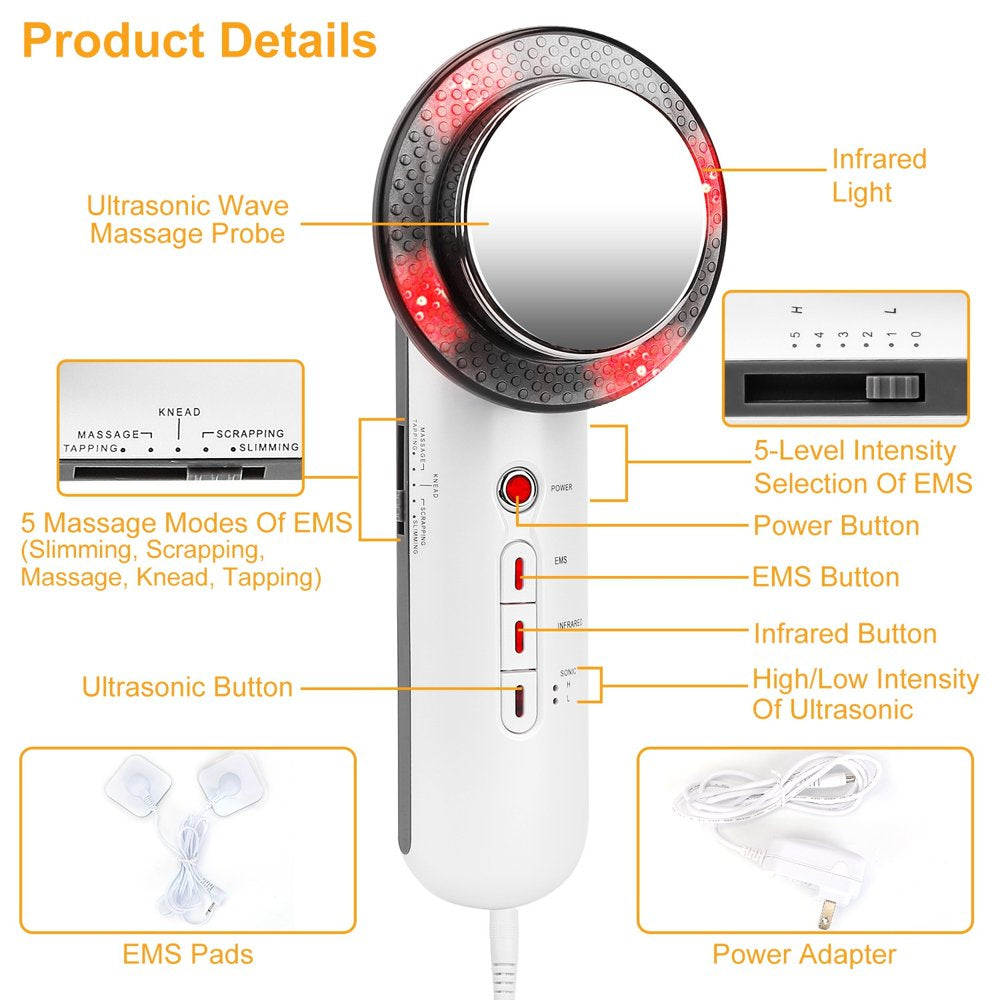 Ultrasonic Body Shaping Machine 3 in 1 Multifunctional EMS Infrared Massager Fat Remover for Belly Waist Leg Arm Skincare