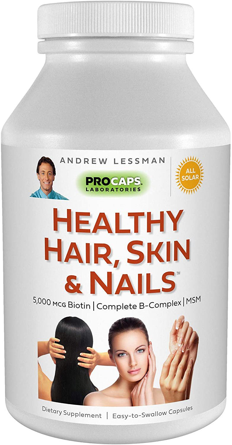 Andrew Lessman Healthy Hair, Skin & Nails 240 Capsules – 5000 Mcg High Bioactivity Biotin, MSM, Full B-Complex Promotes Beautiful Hair, Skin and Strong Nails - No Additives. Easy to Swallow Capsules
