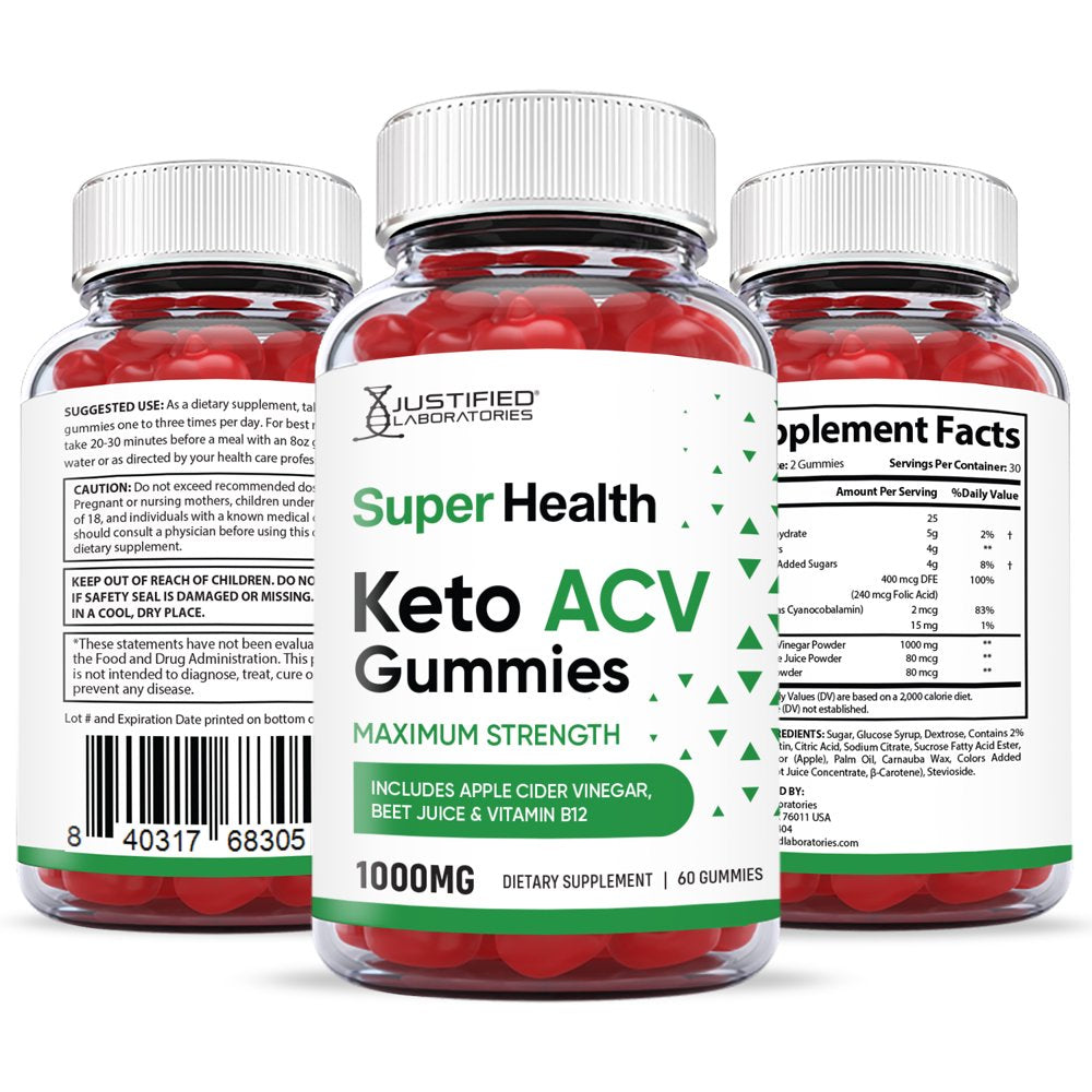 (3 Pack) Super Health Keto ACV Gummies 1000MG Dietary Supplement 180 Gummys