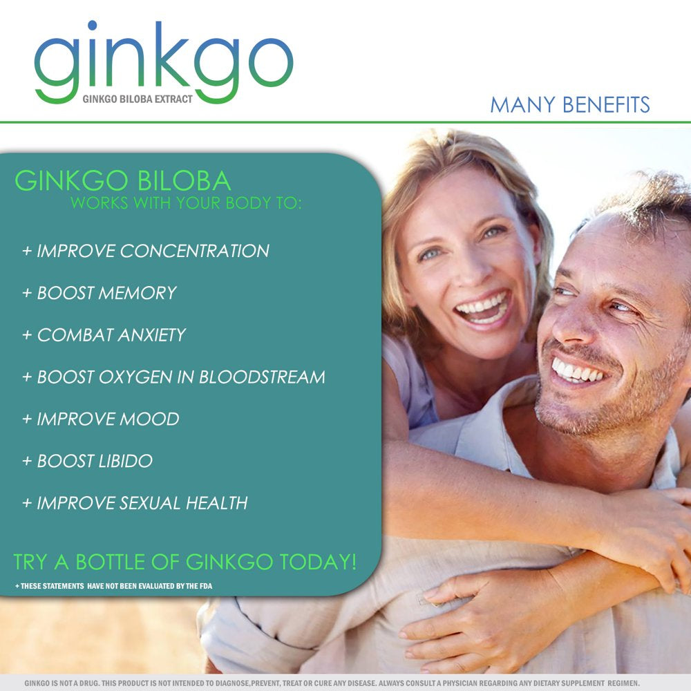 VH Nutrition Ginkgo Biloba 550Mg Supplement - Supports Brain Health, Mental Alertness, Concentration & Focus, Natural Energy Booster - 60 Capsules