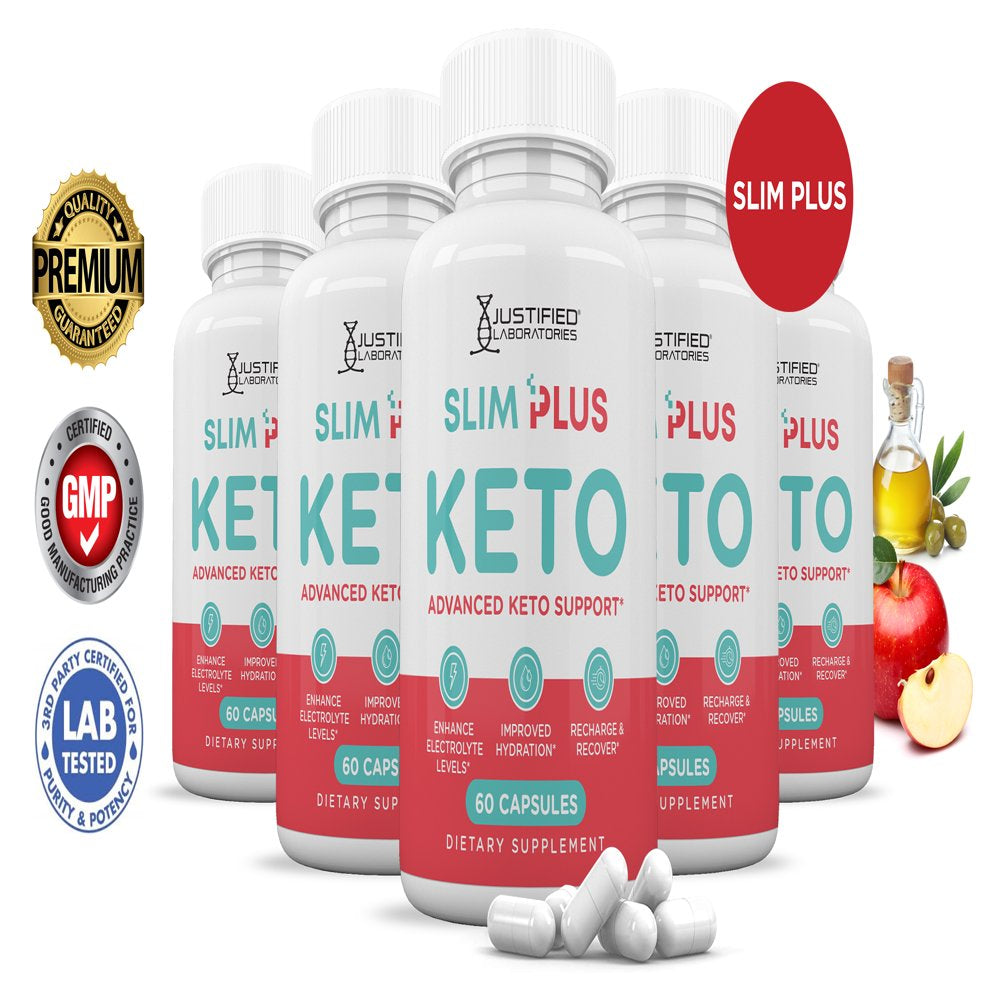 (5 Pack) Slim plus Keto ACV Pills 1275Mg Alternative to Gummies Dietary Supplement 300 Capsules