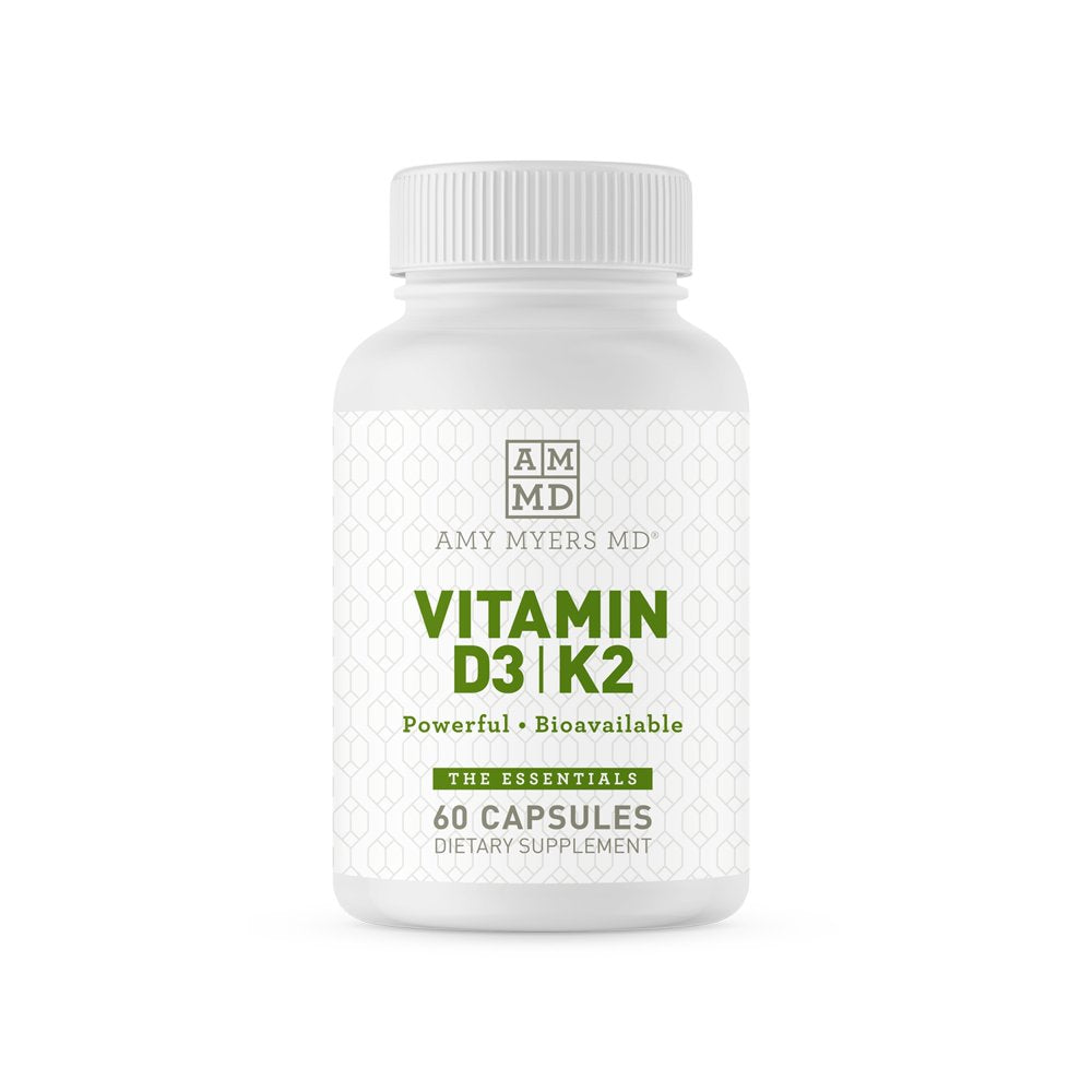 Amy Myers MD Vitamin D3 K2 10000 IU - Vitamin K2 MK-7 45 Mcg - Supports Immune Function, Energy Levels & Positive Mood - for Calcium Absorption, Bone & Heart Health - Non-Gmo 60 Caps - 2 Month Supply