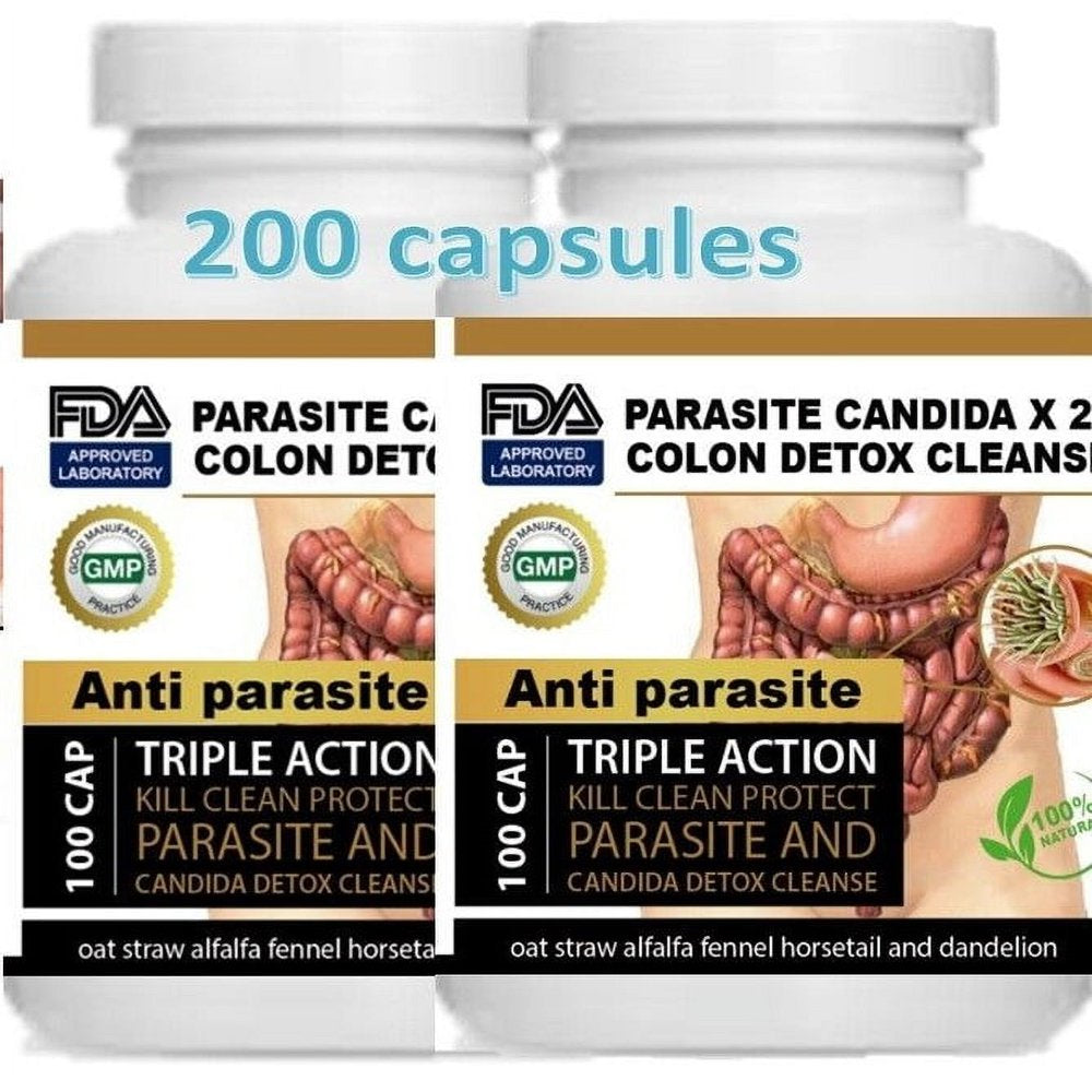 Parasite Candida Colon Detox Cleanse Triple Action 100 Capsules 2 Pack