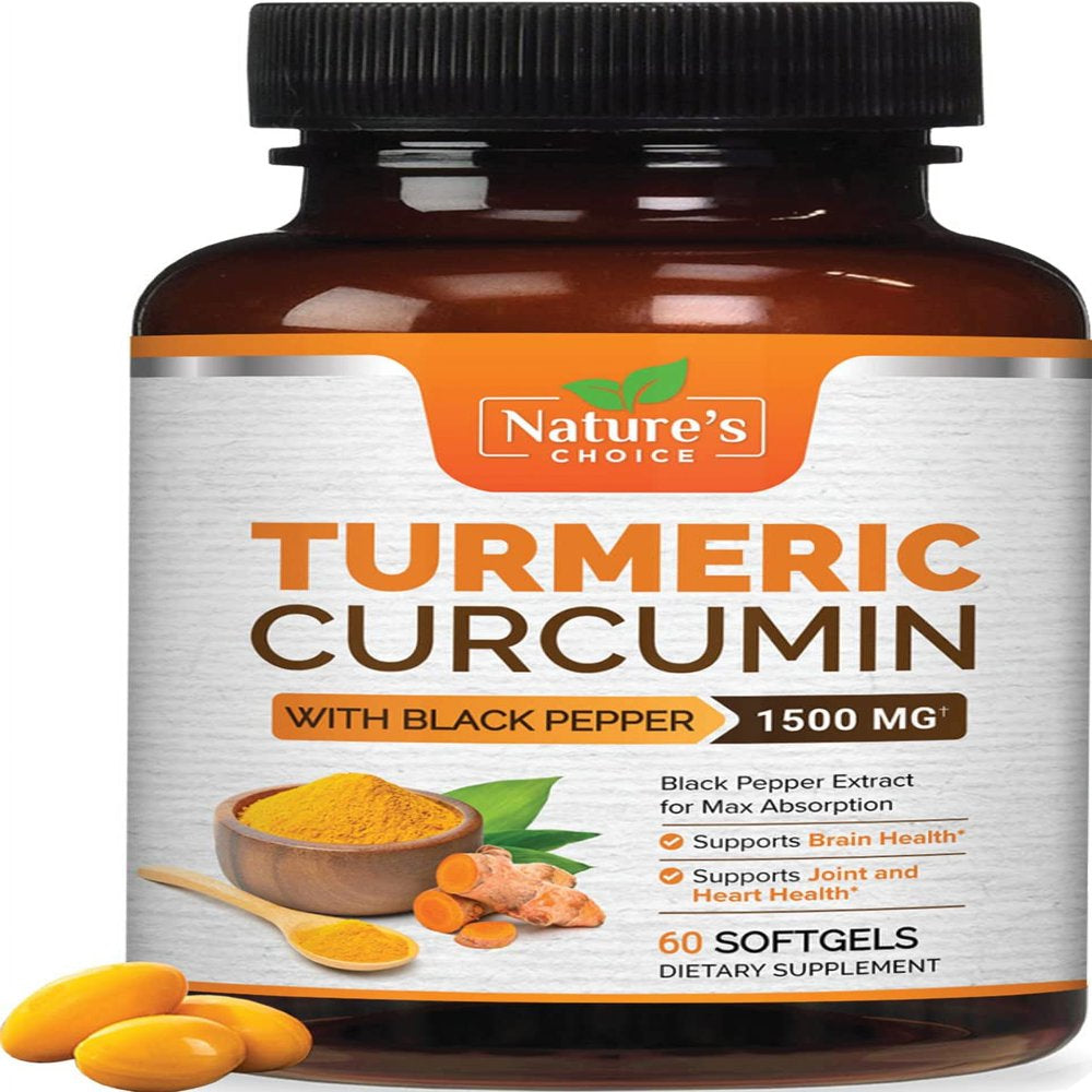 Turmeric Curcumin with Black Pepper Extract 1500Mg, Advanced Absorption Tumeric Extract Liquid Softgels Herbal Supplement, Curcuminoids Antioxidant Joint Support for Women & Men, Non-Gmo - 60 Softgels