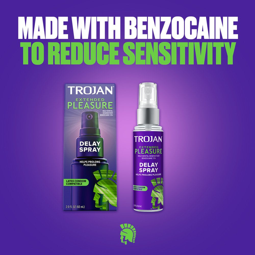 Trojan Extended Pleasure Delay Spray for Men, 2.0 Fl Oz.